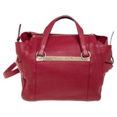 Chloe Maroon Leather Top Zip Convertible Satchel