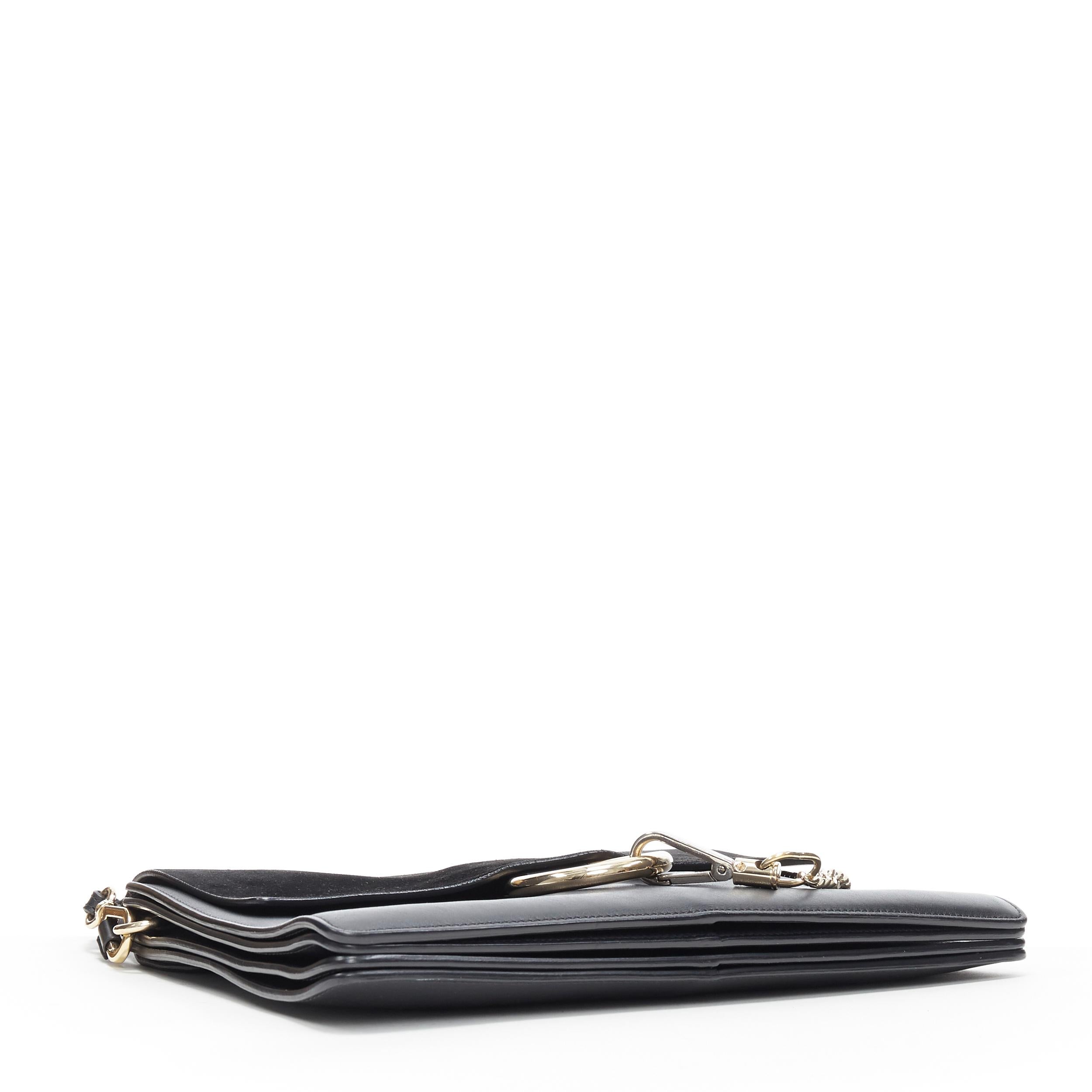 Black CHLOE Medium Faye black suede flap gold loop chain hardware shoulder bag