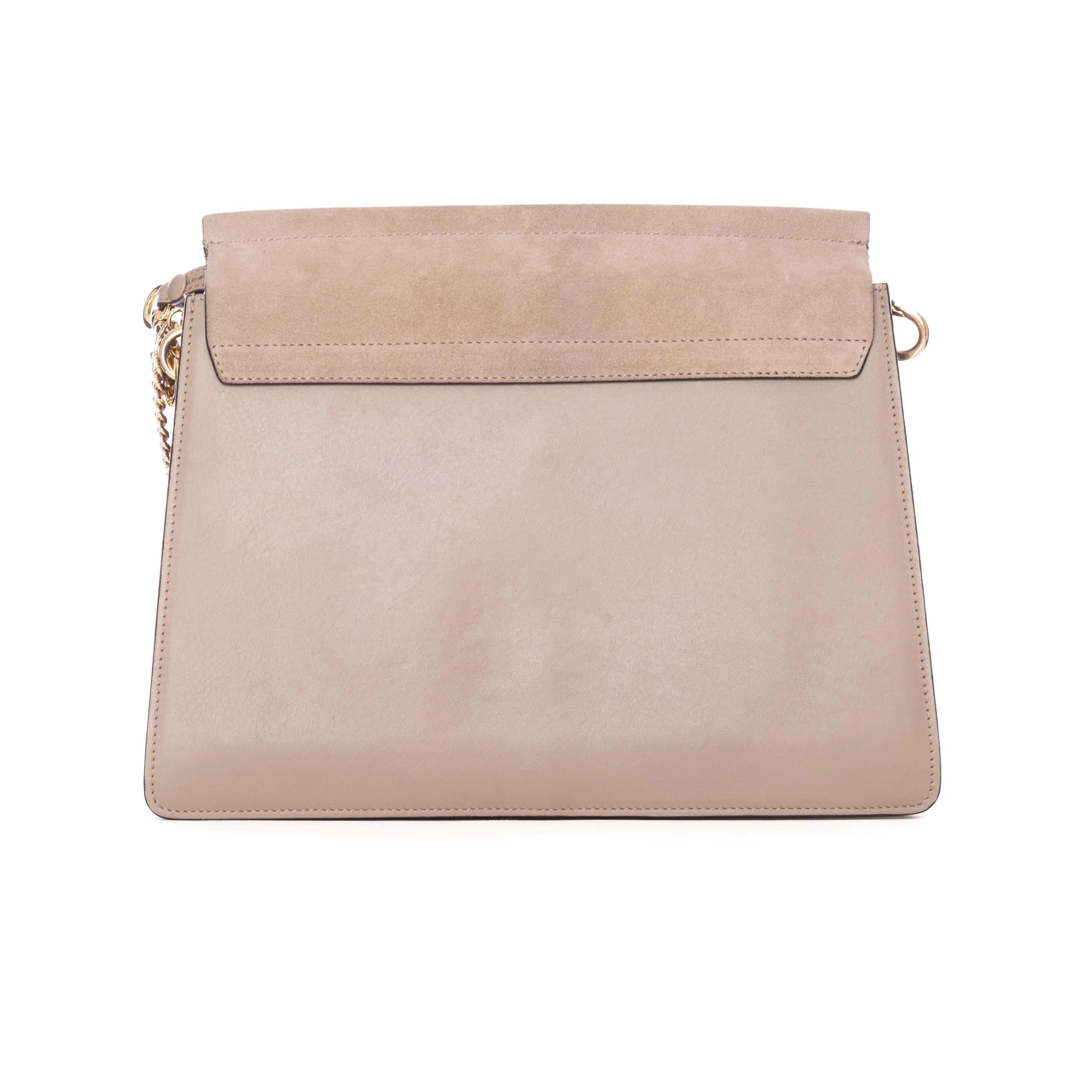 Beige Chloé Medium Faye Motty Grey Suede and Leather Shoulder Bag (2016)