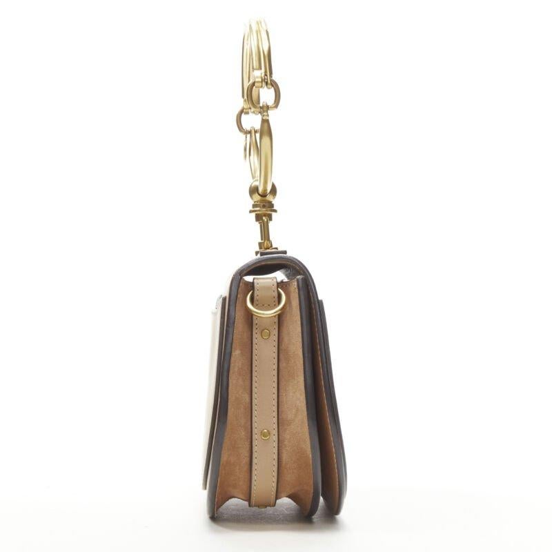 CHLOE Medium Nile gold bangle bracelet handle taupe leather saddle bag In Good Condition In Hong Kong, NT