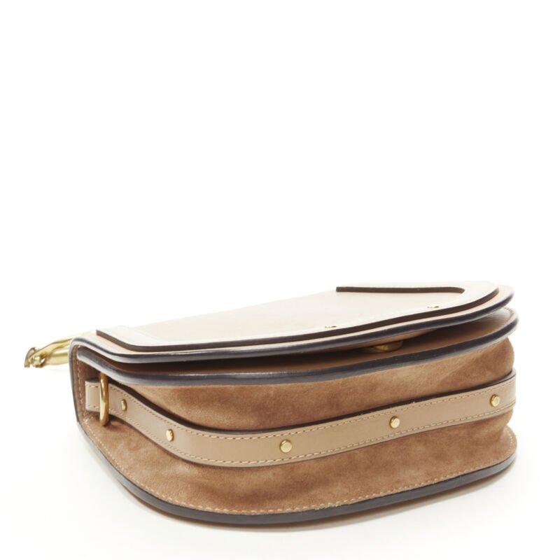 CHLOE Medium Nile gold bangle bracelet handle taupe leather saddle bag 1