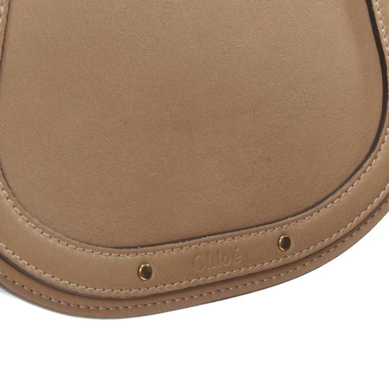 CHLOE Medium Nile gold bangle bracelet handle taupe leather saddle bag 2