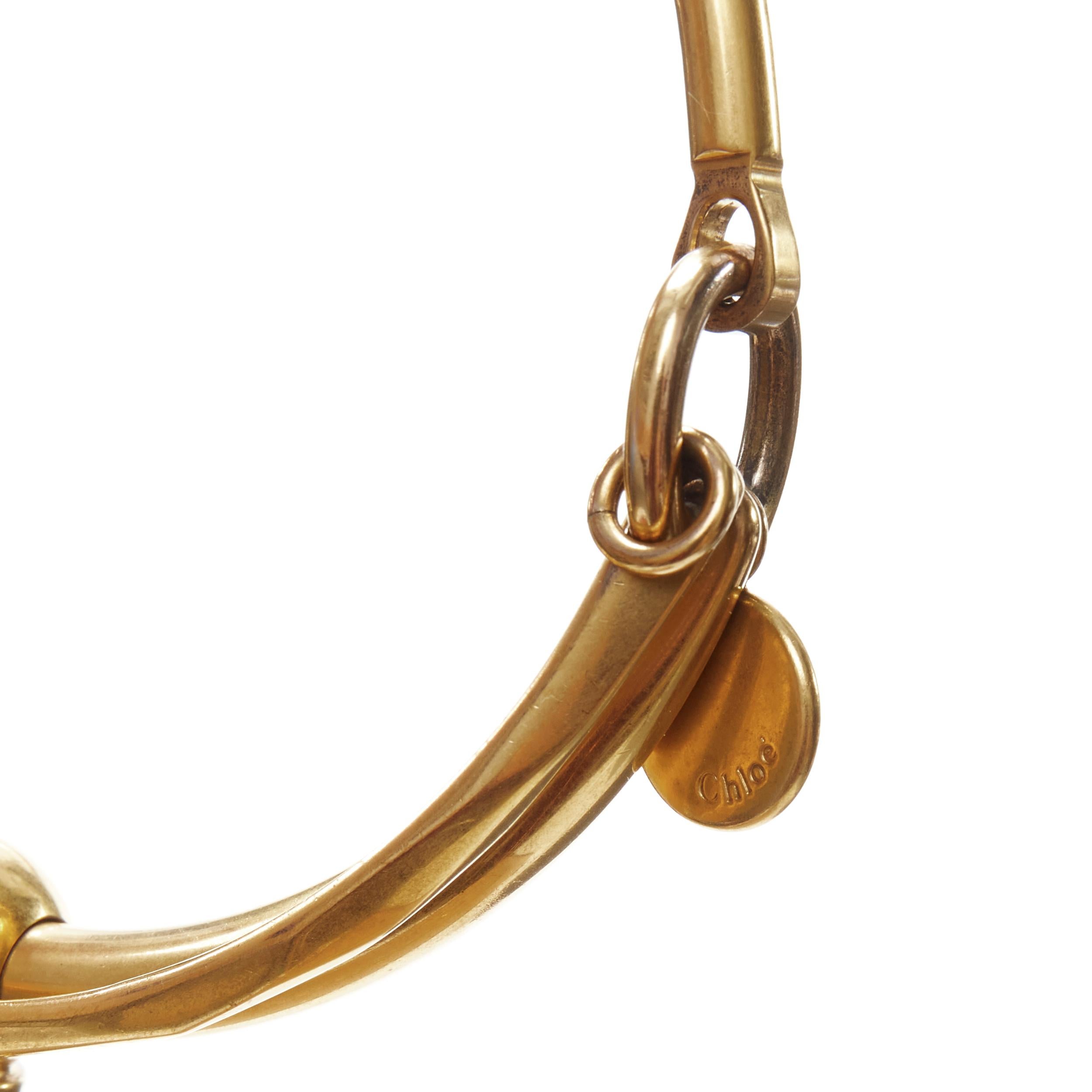 CHLOE Medium Nile gold bangle bracelet handle taupe leather saddle bag For Sale 1
