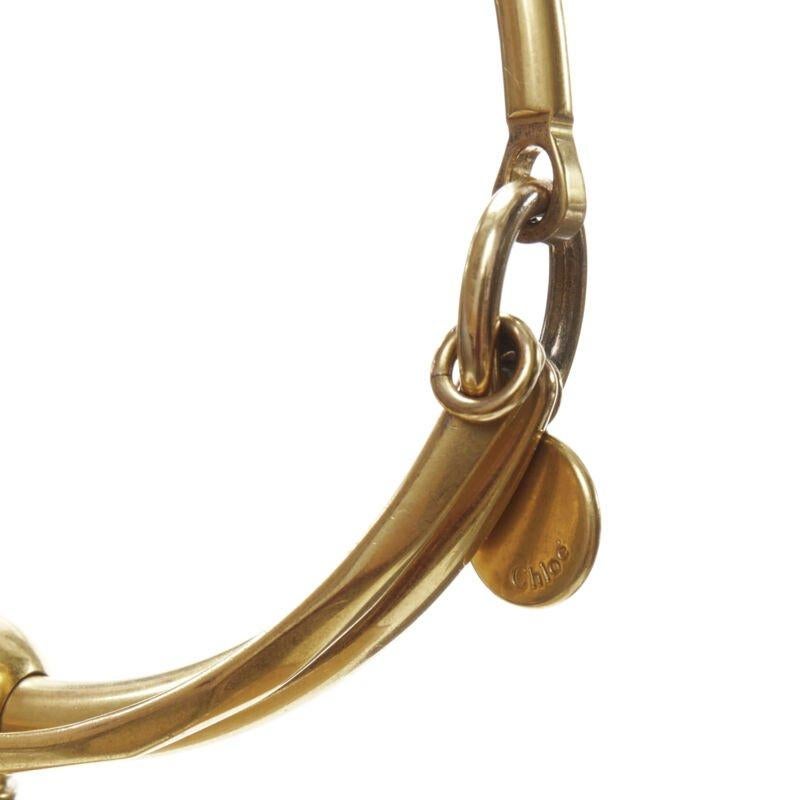 CHLOE Medium Nile gold bangle bracelet handle taupe leather saddle bag 3