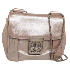Chloe Metallic Beige Shimmer Leather Small Elsie Shoulder Bag
