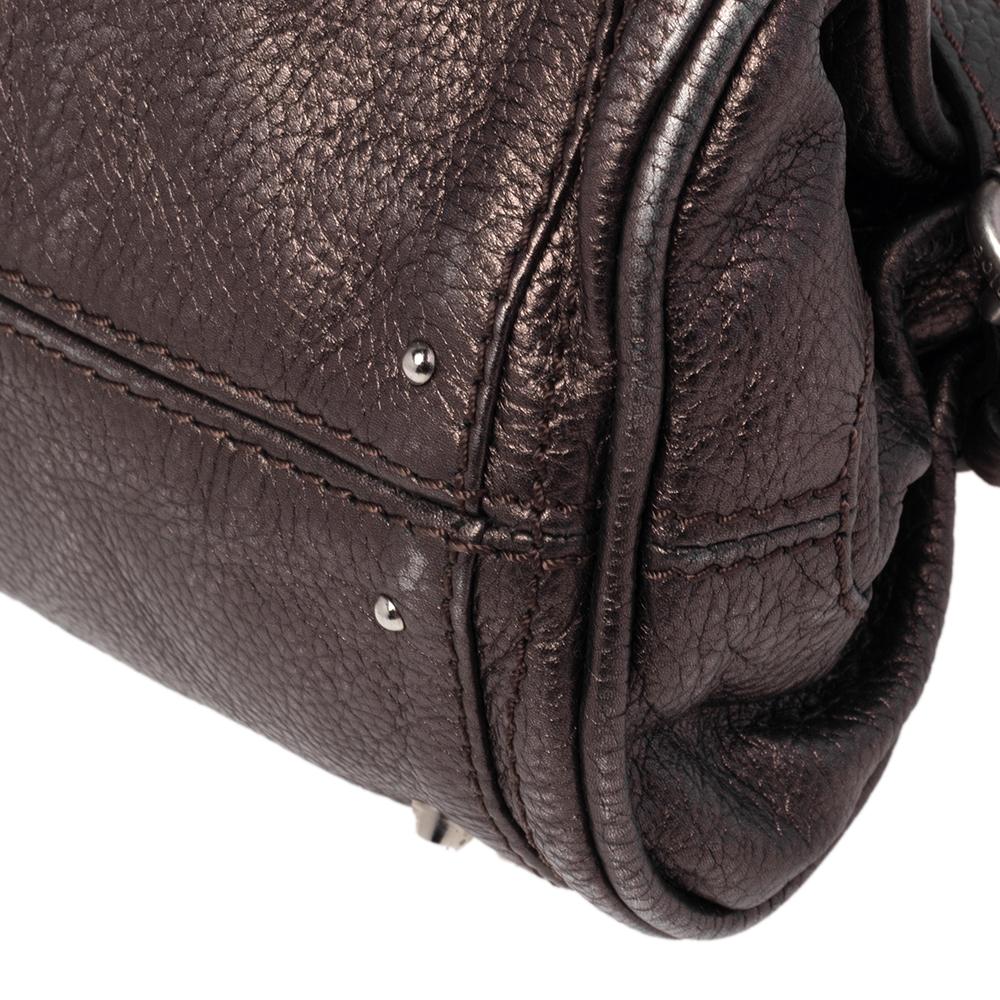 Black Chloe Metallic Brown Leather Mini Paddington Bag