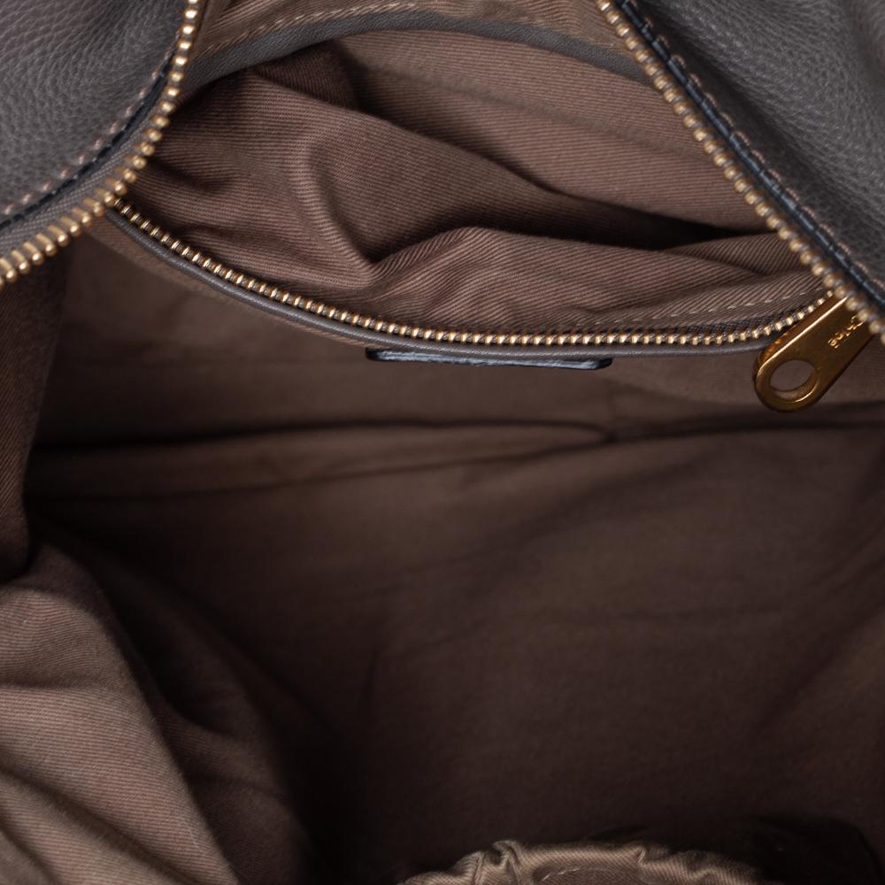 Chloé Metallic Dark Beige Leather Large Marcie Satchel In Fair Condition In Dubai, Al Qouz 2