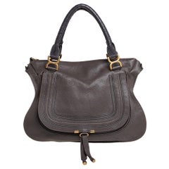 Chloé Metallic Dark Beige Leather Large Marcie Satchel