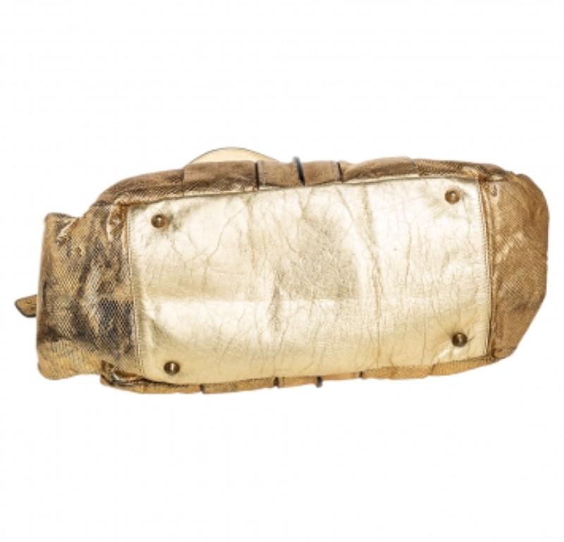 Chloé Metallic Gold Embossed Leather Heloise Satchel In Fair Condition For Sale In Dubai, Al Qouz 2