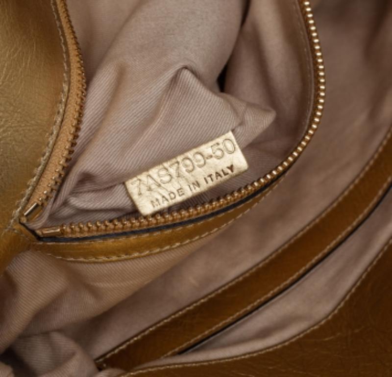 Chloé Metallic Gold Embossed Leather Heloise Satchel For Sale 2