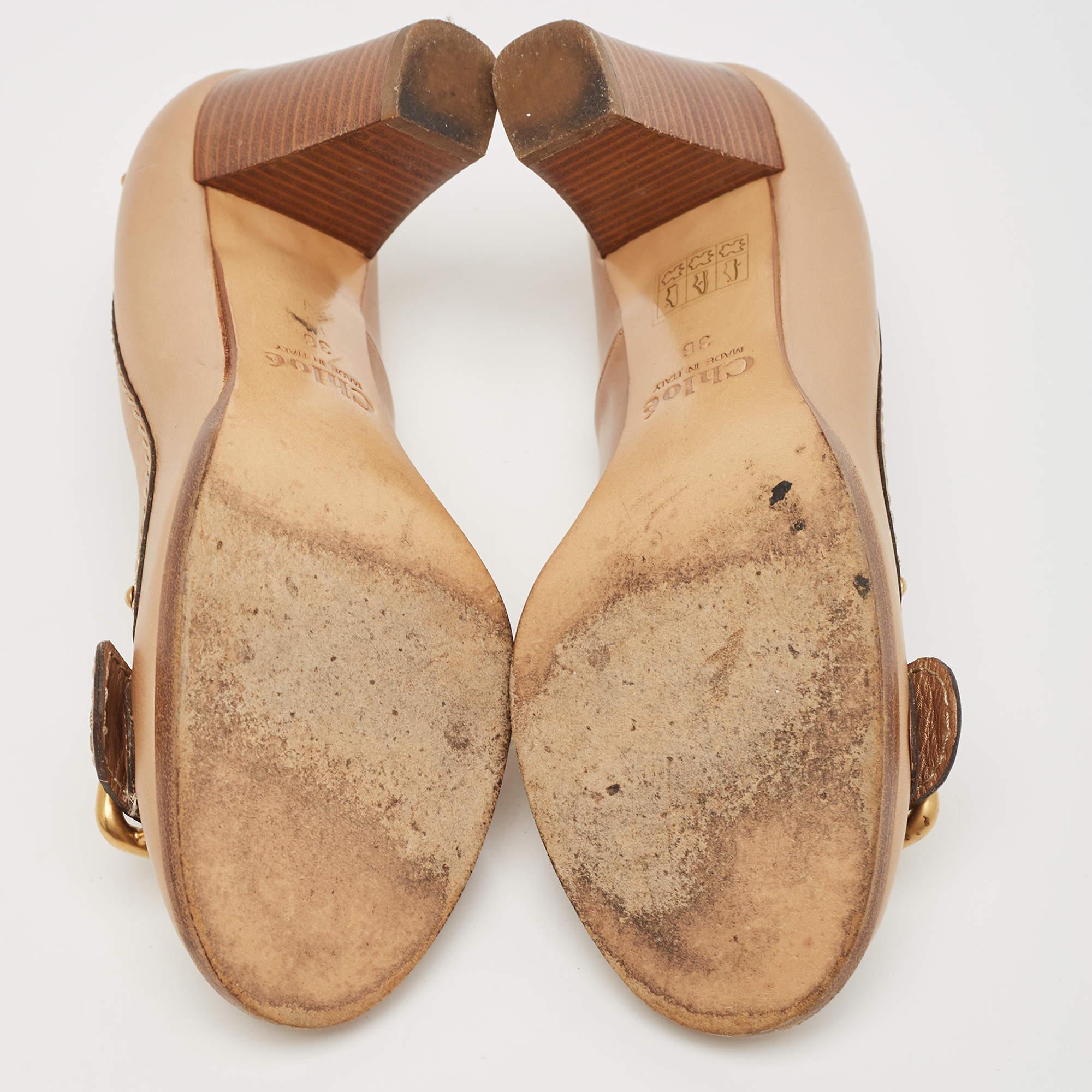 Chloe Metallic Gold Leather Buckle Pumps Size 36 For Sale 1
