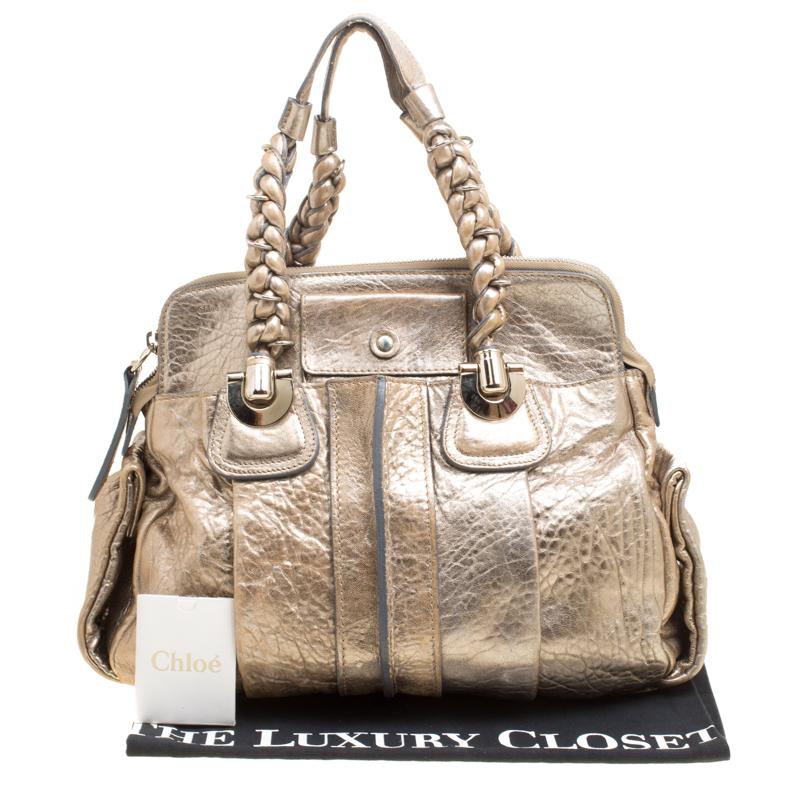 Chloe Metallic Gold Leather Heloise Tote 9