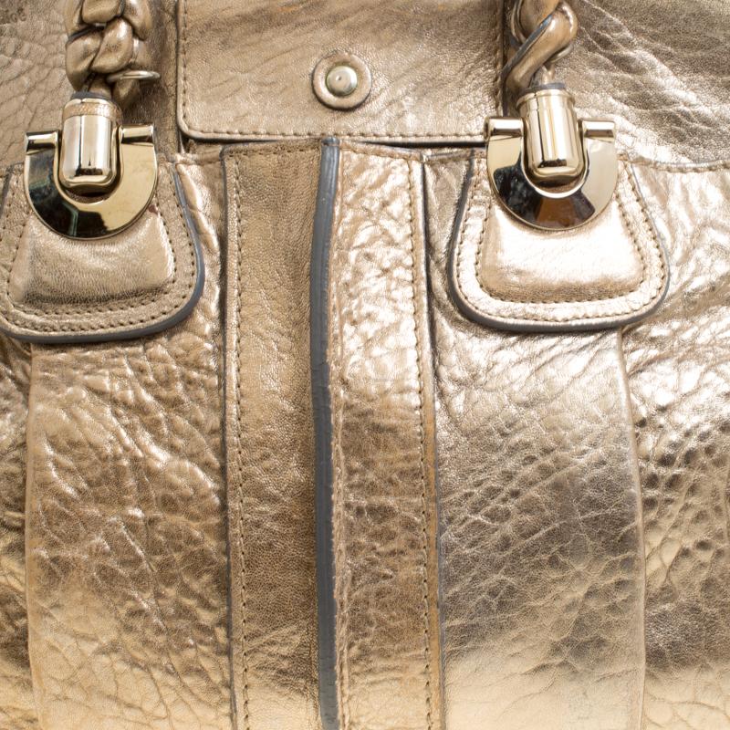 Chloe Metallic Gold Leather Heloise Tote 2