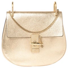 Chloe Metallic Gold Leather Medium Drew Shoulder Bag