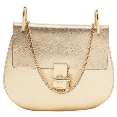 Chloe Metallic Gold Leather Medium Drew Shoulder Bag