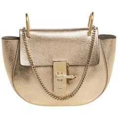 Chloe Metallic Gold Leder Mini Drew Umhängetasche