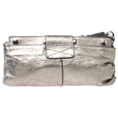 Chloe Metallic Gold Leather Padlock Chain Clutch