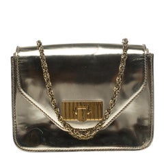 Chloe Metallic Gold Leather Sally Shoulder Bag