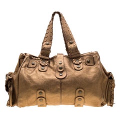 Chloe Metallic Gold Leather Silverado Satchel