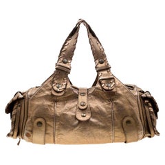 Chloe Metallic Gold Leather Silverado Satchel