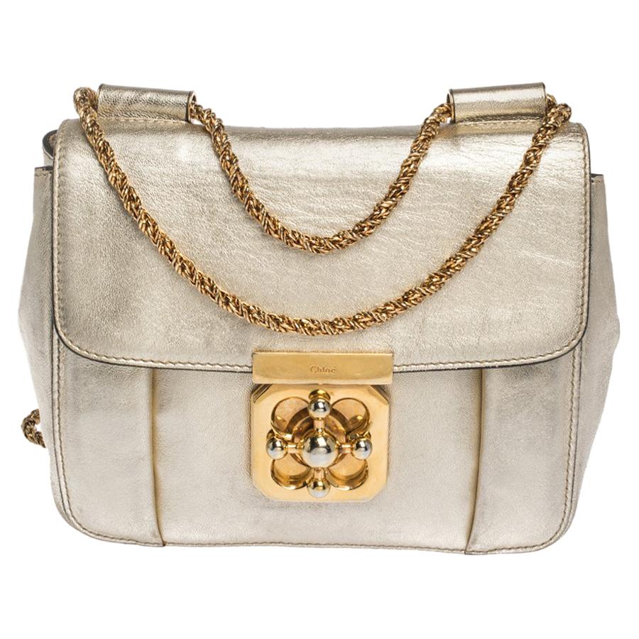 Chloe Metallic Gold Leather Small Elsie Shoulder Bag