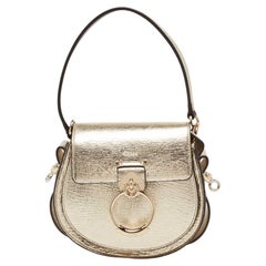 Chloe Metallic Gold Leather Small Tess Top Handle Bag