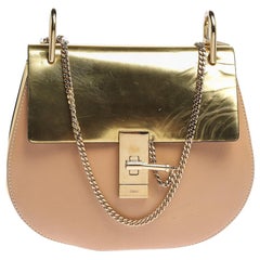 Chloe Metallic Gold/Peach Patent Leather and Leather Medium Drew Shoulder Bag