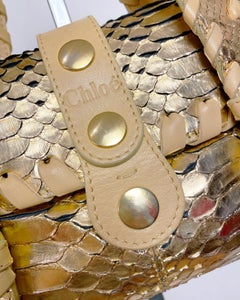 CHLOE Metallic Gold Python & Leather Silverado Bag, Early 2000s