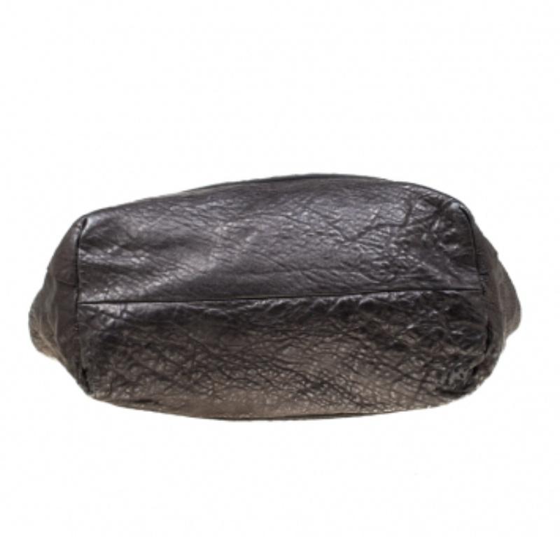 Chloe Metallic Grey Pebbled Leather Shopper Tote en vente 5