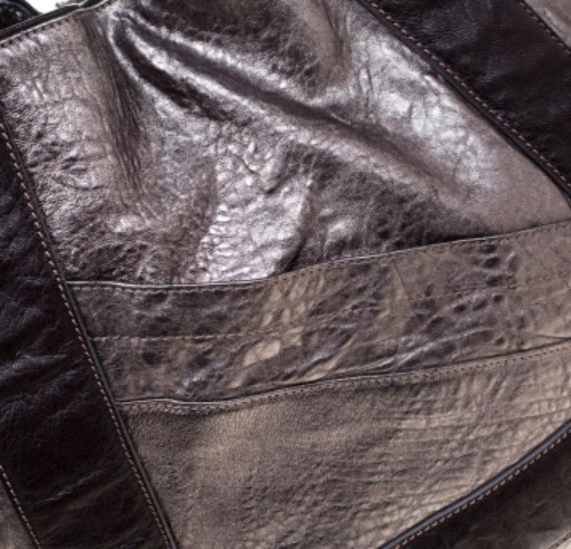 Chloe Metallic Grey Pebbled Leather Shopper Tote en vente 2