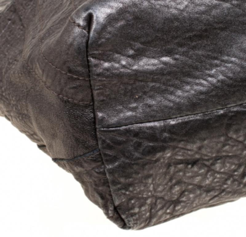 Chloe Metallic Grey Pebbled Leather Shopper Tote en vente 4