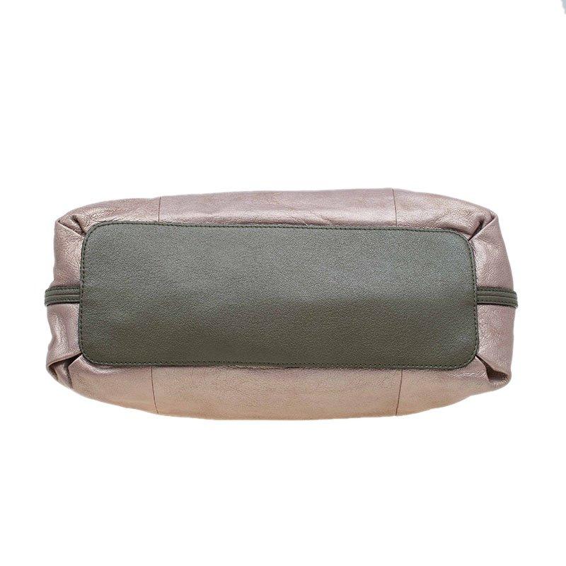 Brown Chloe Metallic Leather Elsie Large Bowling Bag