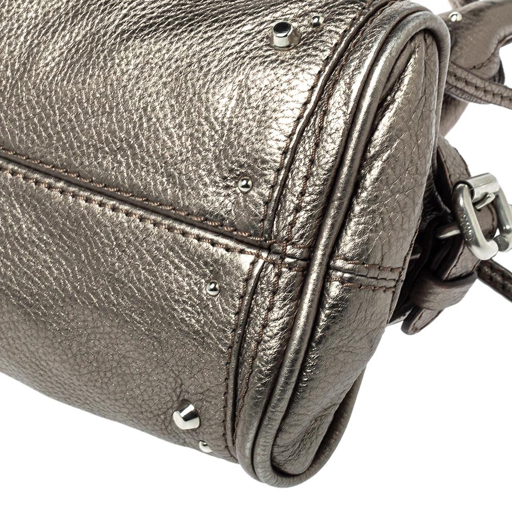 Chloé Metallic Pebbled Leather Mini Paddington Bag In Good Condition In Dubai, Al Qouz 2