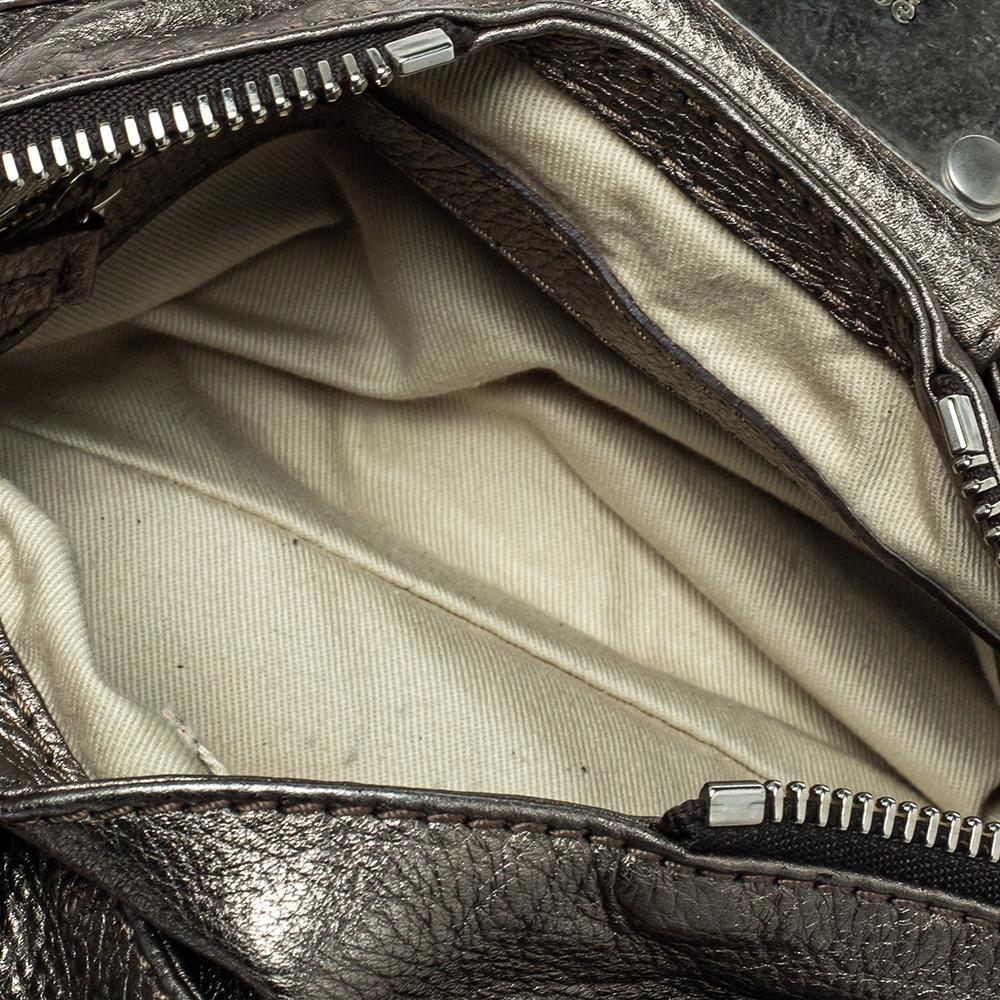 Women's Chloé Metallic Pebbled Leather Mini Paddington Bag