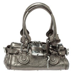 Chloé Mini-Paddington-Tasche aus metallischem Kieselleder