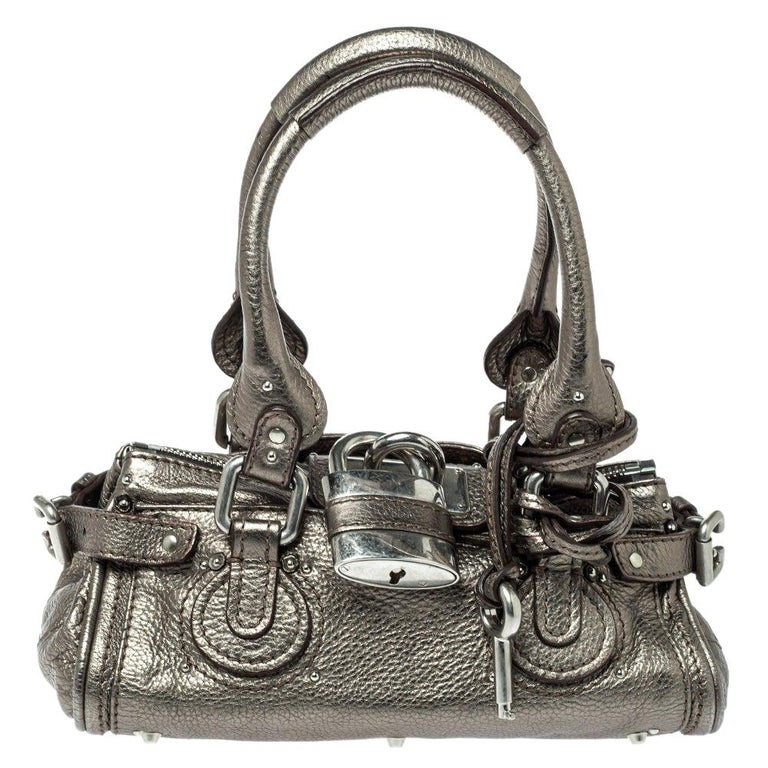 Chloé Metallic Pebbled Leather Mini Paddington Bag at 1stDibs