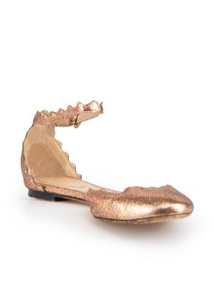 Chloé Metallic Pink Lauren Ankle Strap Flats Size IT 36