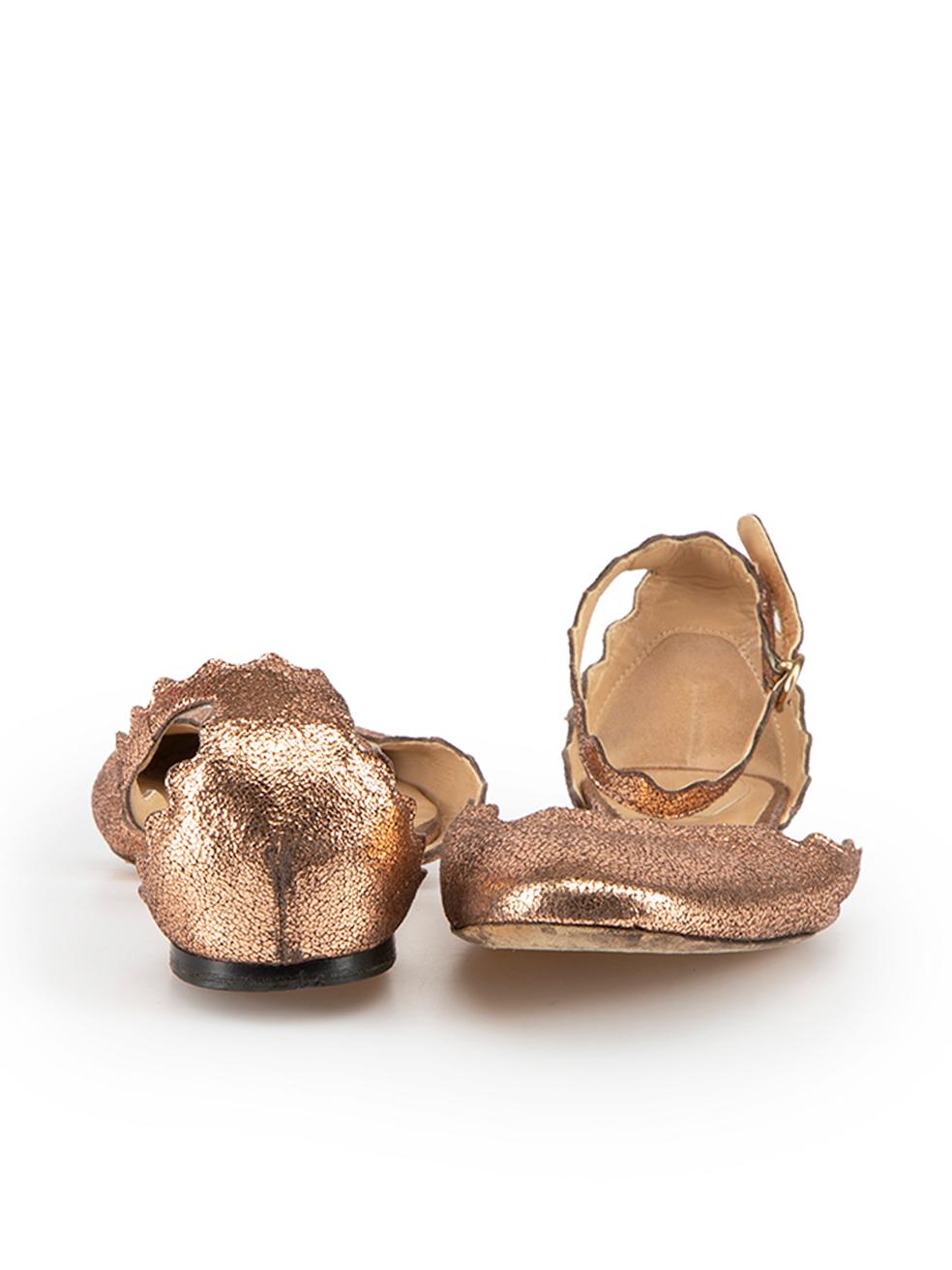 Chloé Metallic Rosa Lauren Knöchelriemen Flats Größe IT 36 (Braun) im Angebot