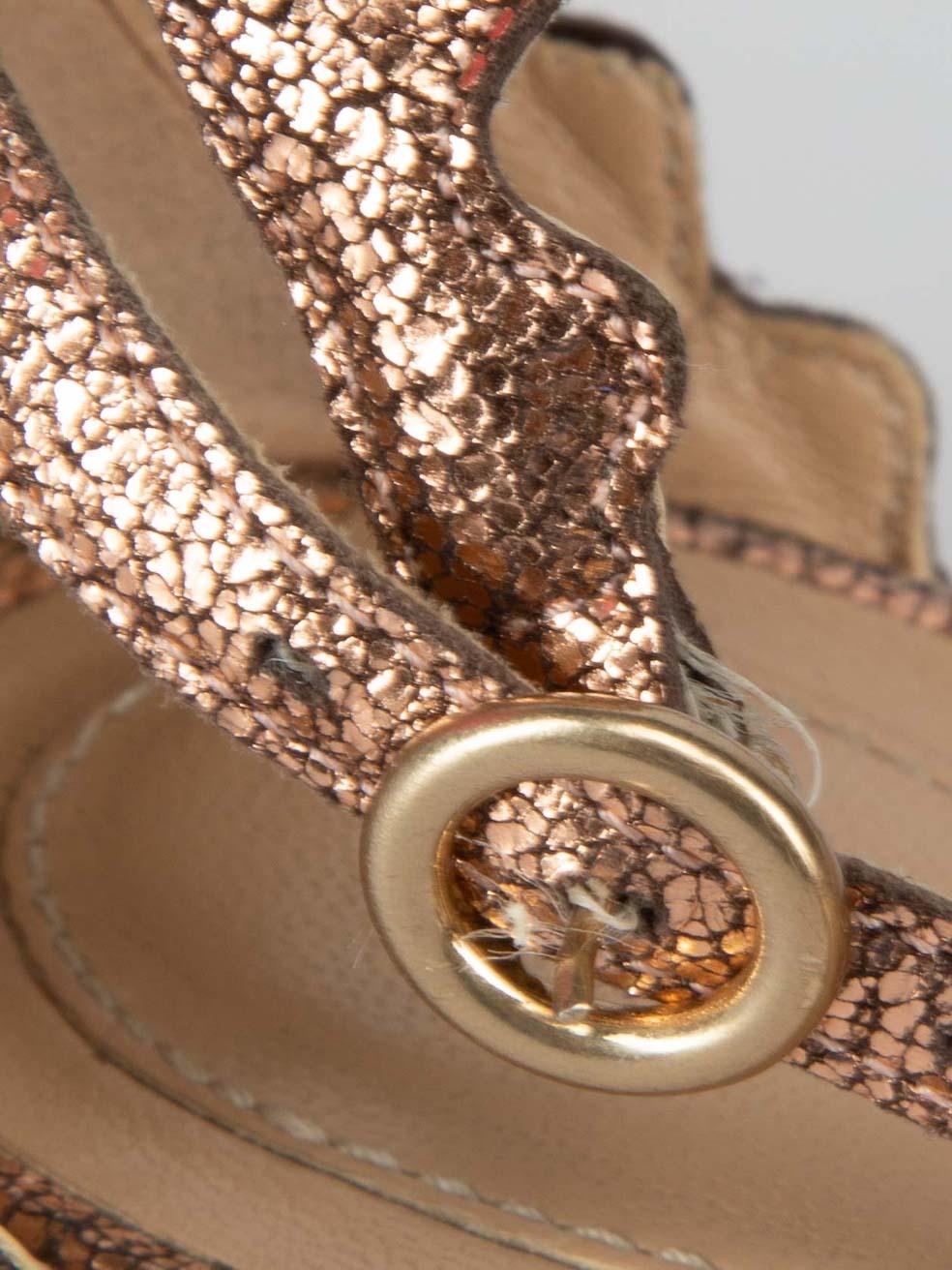 Chloé Metallic Rosa Lauren Knöchelriemen Flats Größe IT 36 im Angebot 4