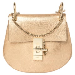 Chloé Métallique Or Rose Cuir Petit Sac Epaule Drew