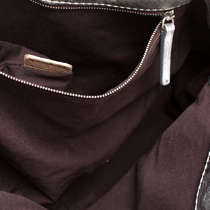 Große Paddington Umhängetasche aus Leder in Metallic-Silber 2