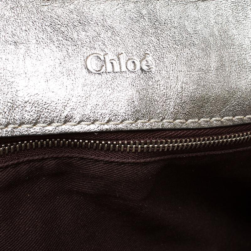 Große Paddington Umhängetasche aus Leder in Metallic-Silber 5