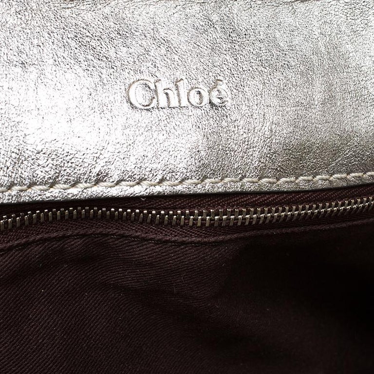Chloe Metallic Silver Leather Large Paddington Satchel at 1stDibs
