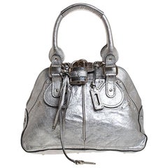 Chloe Metallic Silver Leather Large Paddington Satchel
