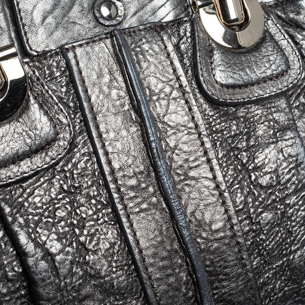 Chloe Metallic Textured Leather Heloise Satchel For Sale 5
