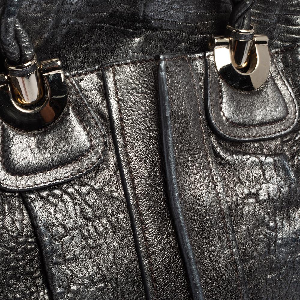 Chloe Metallic Textured Leather Heloise Satchel For Sale 1