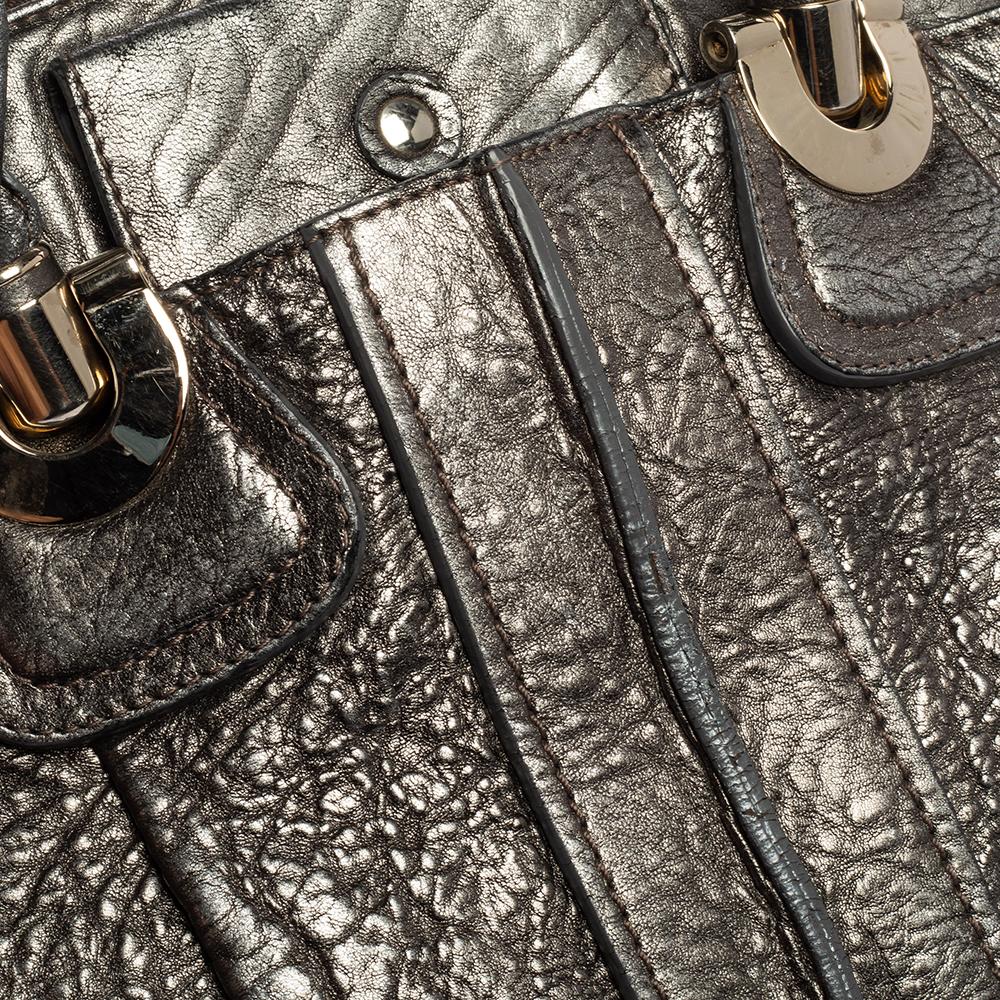 Chloe Metallic Textured Leather Heloise Satchel For Sale 2