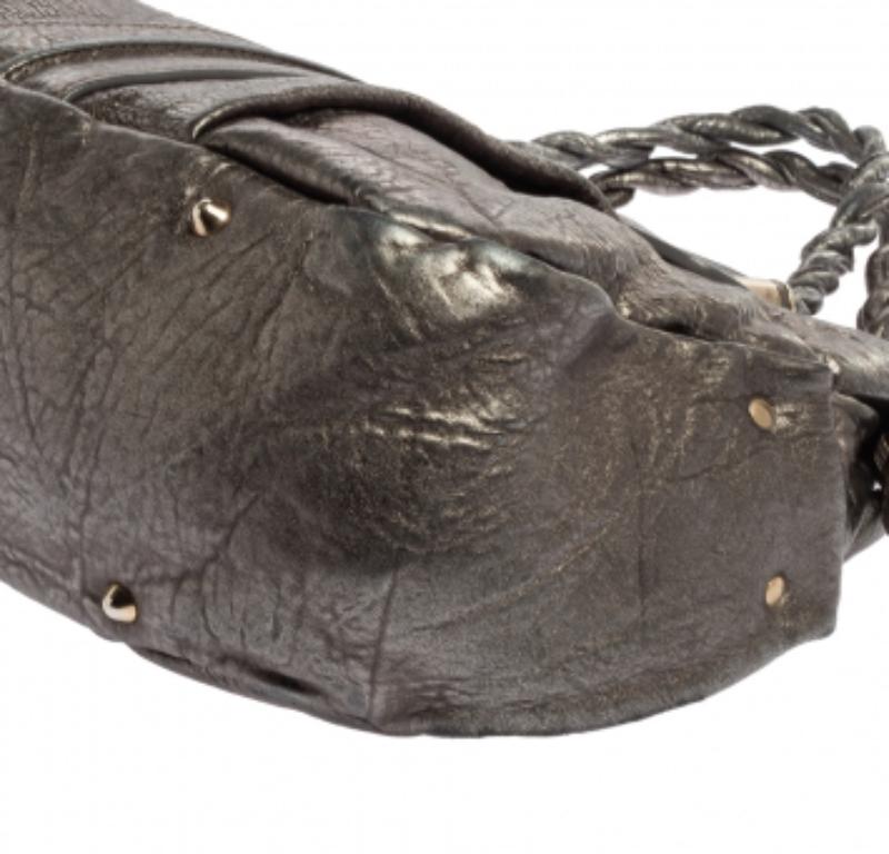 Chloe Metallic Textured Leather Heloise Satchel For Sale 3
