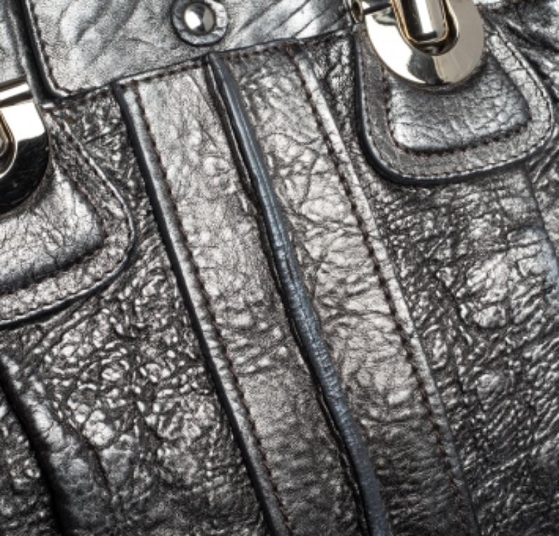 Chloe Metallic Textured Leather Heloise Satchel For Sale 4