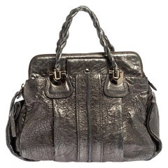 Chloe Metallic Textured Leather Heloise Satchel